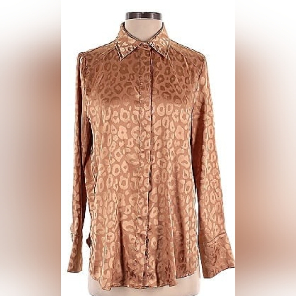 Stylish Leopard Print Satin Shirt